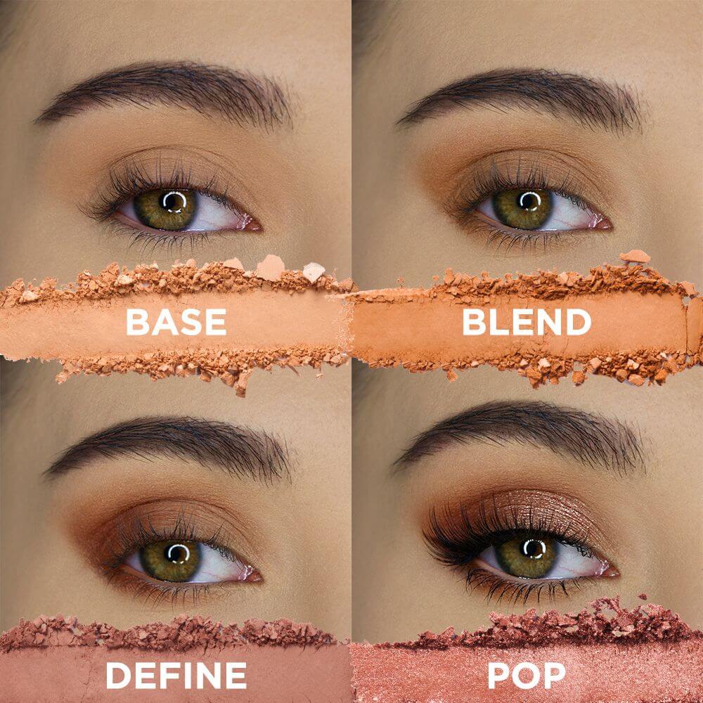 Odstíny paletky očních stínů Nude Eyeshadow Quad od SOSU Cosmetics